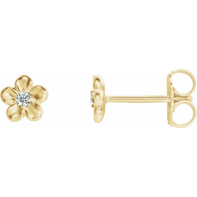 Детски обеци цветя с камък по месец — продуктов кадър